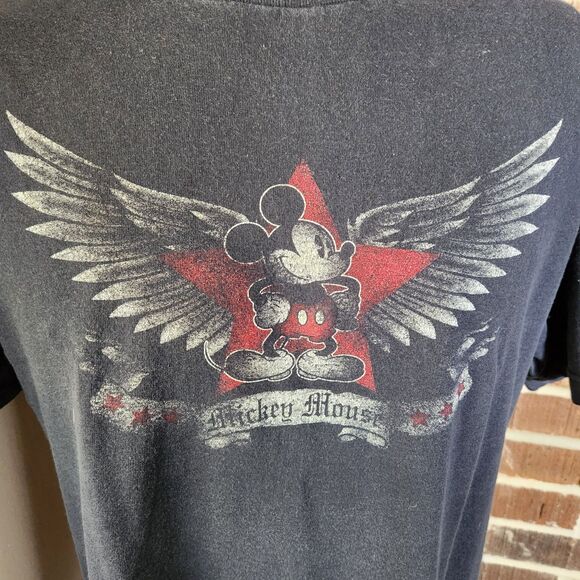 Disney Mickey Mouse Tatoo Style Distressed Graphic T-shirt Size Large - Picture 3 of 7